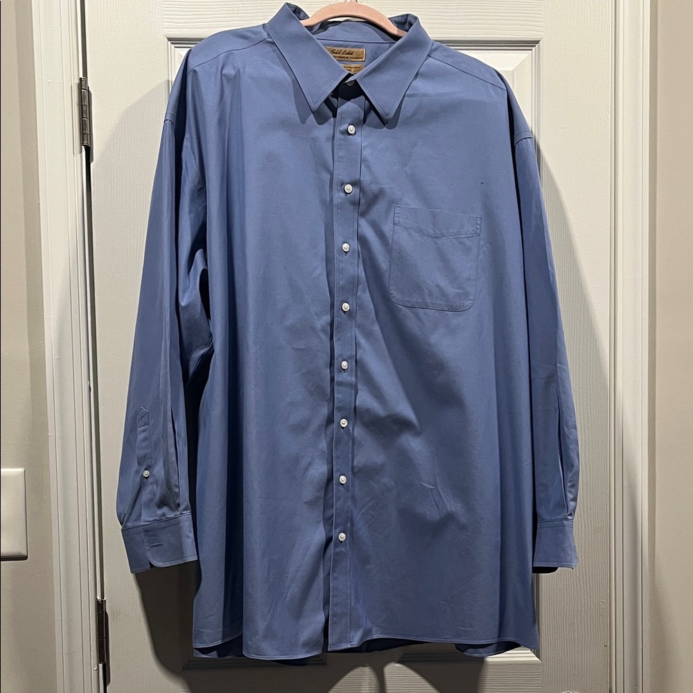 Gold‎ Label RoundTree& Yorke Classic Blue Dress Shirt. 100% Cotton. 20/36 Tall